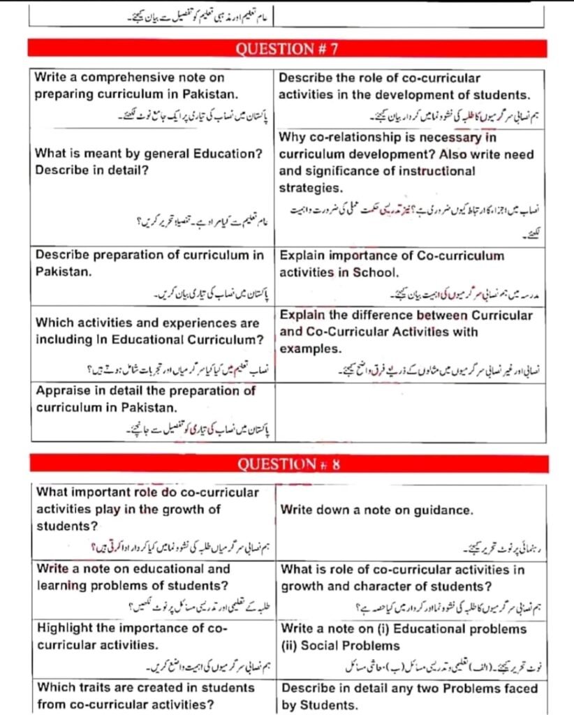 10th Class Education Guess Paper 2024 For All Punjab Boards 8